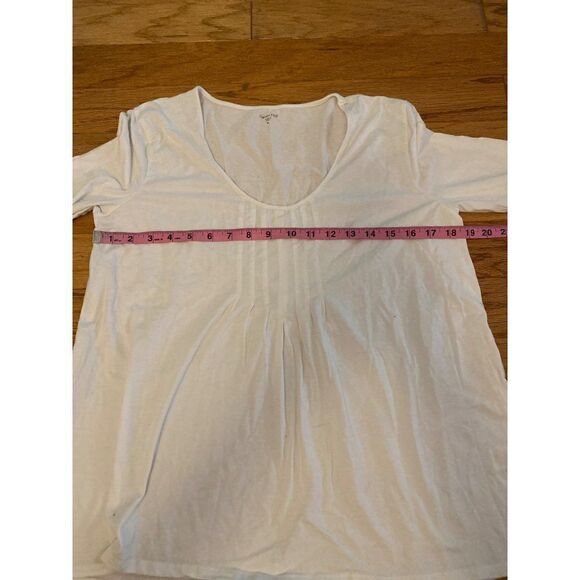 Garnet Hill, women's ivory 3/4 tied sleeve, casual cotton shirt size medium - Picture 4 of 8